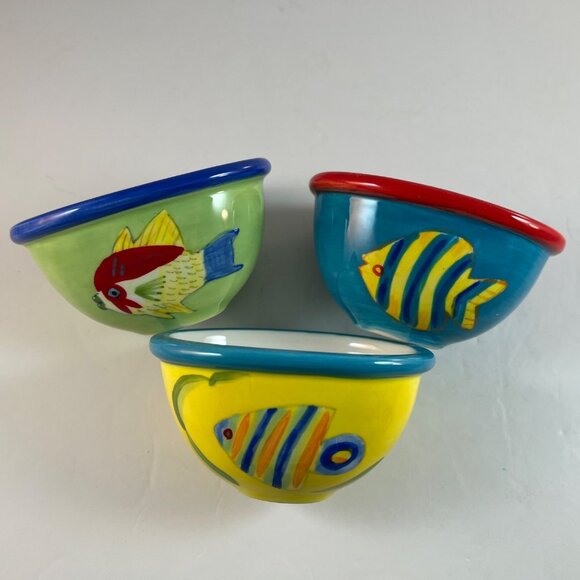 Fish Ceramic Condiment Sauce Holders Metal Fish Shaped Tidbit Caddy - Picture 6 of 16